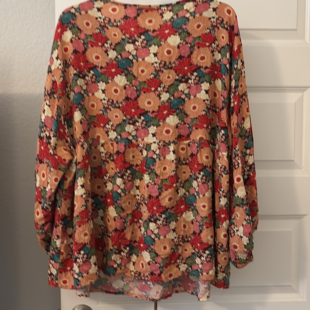 Savannah Jane Boho Floral Blouse Multi Color Sz 2… - image 2
